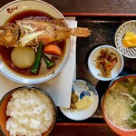 阿字ヶ浦温泉のぞみ - 「煮魚定食(カサゴ)」@1518＋「あら汁変更」@308＋「大盛り」@165