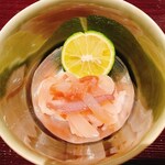日本料理　呉濤 - ヤリイカの酒盗和え　すだち