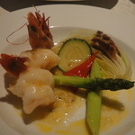 車エビと金華ハム蟹味噌ソース