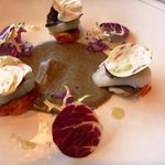 MAISON LAFITE - 帆立・オマール・黒トリュフのお料理。黒トリュフで作られたソースが絶品でした。 
      