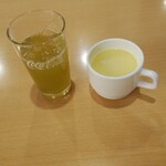 Joi Furu - アイス煎茶一杯目、コーンポタージュ一杯目