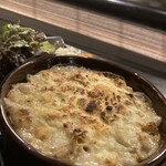 Lunch: Macaroni gratin with local chicken and white sauce