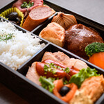 [2] Hamburg & pork Bento (boxed lunch)