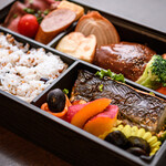 [7] Japanese-style Bento (boxed lunch) with Hamburg and seasonal grilled fish