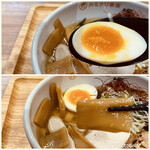 カミナリ食堂 - 上 半熟卵
下 太いメンマ