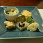 漁菜克献 - ≪２０１２年１２月≫付き出し。７品もあり丁寧なお料理です。