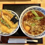 Kinojiya - 天丼セット（920円）＋生玉子（80円）