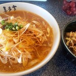 喜多方ラーメン高蔵半田店 - ネギ味噌ラーメン、ミニチャーマヨ丼