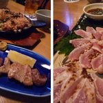 山参鶏肉店 - 金華豚の串焼きと若鶏の刺身盛り合わせ