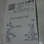 無添くら寿司 - レシート(2012.12.29)