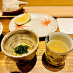 日本橋 蕎ノ字 - ☆蕎麦の実と浜名湖産の舞阪生海苔。浅利と昆布出汁