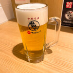 天下一品 - 【2022年01月】生ビール(中)＠570円、ジョッキが中野店限定の仕様だった。