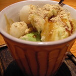 黑蜜和黄豆粉的日式冰淇淋巴菲冰淇淋