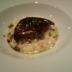 ビストロ ル・クレール - 【2012年12月追加フォト】３皿目の前菜：フランス産フォワグラのポワレ　リゾットと共に