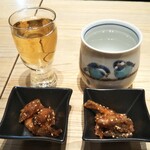 能加万菜 市 - ガス海老の佃煮と芋焼酎＆梅酒