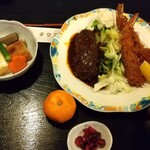 食堂もり川 - ハンバーグエビフライ定食