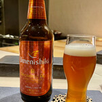 鮨 心白 - 最初は梅錦ビールのアロマティックエールにしてみました