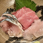 Egushi - お造り3種　大トロ 〆鯖 鰆とは嬉しい