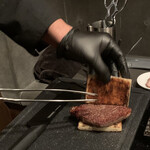 北海道焼肉 北うし - 知床和牛フィレ ステーキサンド