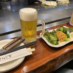 広島風お好み焼 もみじ屋 - コース1品目。広島菜、ままかり、くらげ