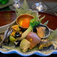 比良山荘 - 前菜は正月仕様で。田作り、黒豆が彩り。