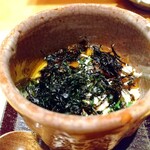 天ぷら たけうち - 鳥取松葉蟹、あこや貝、有明一番摘み海苔の茶碗蒸し