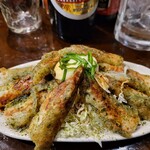 粉ひで - 竹輪の磯部揚げにもたっぷりキャベツ。ヘルシーですね。