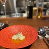 Hirovanna - 枝豆とヨーグルトのムース　ペコリーノチーズ　卵黄シェリービネガー