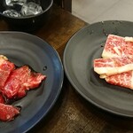 七輪焼肉 安安 - 追加のロースのハーフとトロカルビのハーフ合わせて390円(笑)