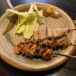 焼鳥かさ岡 - かしわとりかわ豚バラ