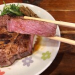 麺屋 Somie's - レアステーキ　断面