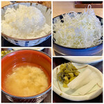 Tonkatsu Bashamichi Sakura - ご飯は美味しかったです♪
                        新潟産こしいぶき、〝ひとめぼれ〟と〝どまんなか〟の交配で産まれたお米は、艶があり香り甘みも豊かです。
                        美味しかったのでお代わりをしました♪
                        
                        お味噌汁はシジミ
                        お漬物