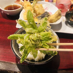 魚酔庭 - ふきのとう　仕入れも大変でしょうに　お花みたいでキレイでしょ？