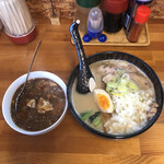 麺屋 晃心 - 濃厚鶏そば＋チャーシュー＋ザク玉とマーボー丼