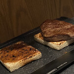 北海道焼肉 北うし - 知床和牛フィレ　ステーキサンド