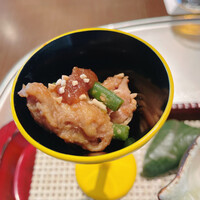 名駅なだ万茶寮 - 鶏 隠元葱味噌和え