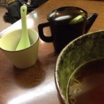 そば善 - 暖かいそばでもそば湯がいただける。
これも気遣い。