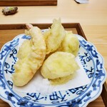 仲佐 - 天ぷら(海老と飛騨ネギ)