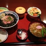 和風レストランまるまつ - 今宵はネギトロ丼とミニ蕎麦924円+ミニサラダ200円