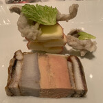 ル・マノアール・ダスティン - フォアグラと鰻のテリーヌ　肝のベニエ