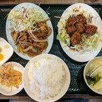 上海軒 - W味わいランチ
      メイン２品、飯、スープ、杏仁、要らない小鉢
      更に食後のコーヒー付きで880円