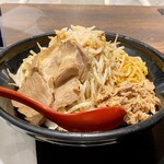 三田製麺所 - ニンニクアブラそば大盛り、醤油味