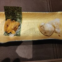 神楽坂 鉄板焼 向日葵 - 焼きウニと白子焼き
