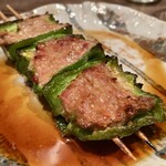 鳥茂 - ピーマンの肉詰め タレ