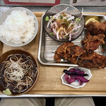 Sutando Soba Sankaku Shinobuchan - から揚げ定食 ご飯大盛り