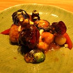 乃木坂 結 - 海老と牡蠣 芽キャベツ 銀杏 パプリカの朝天炒め