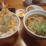 上野 味喜庵 - 大海老天丼と石臼挽き蕎麦