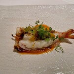 カンテサンス - 殻付きの車海老 銀杏 島らっきょうのソース