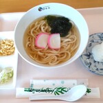 ひじりんレストラン - かけうどん+塩むすび
