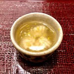 青空 - 出汁餡掛けに浸かるはこんがりの鱈の焼き白子　身体に染み渡る旨味